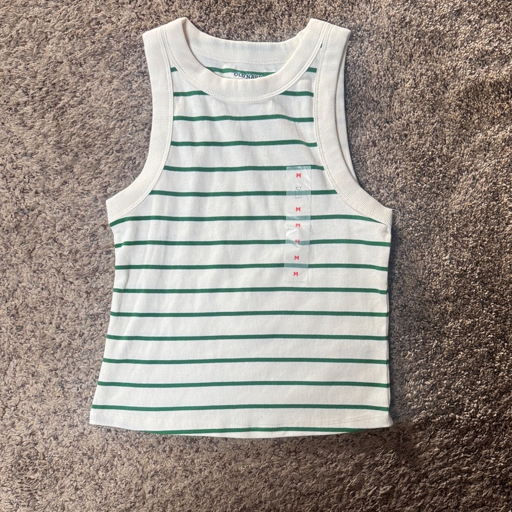 Old Navy cream Tank Top with Green Stripes
